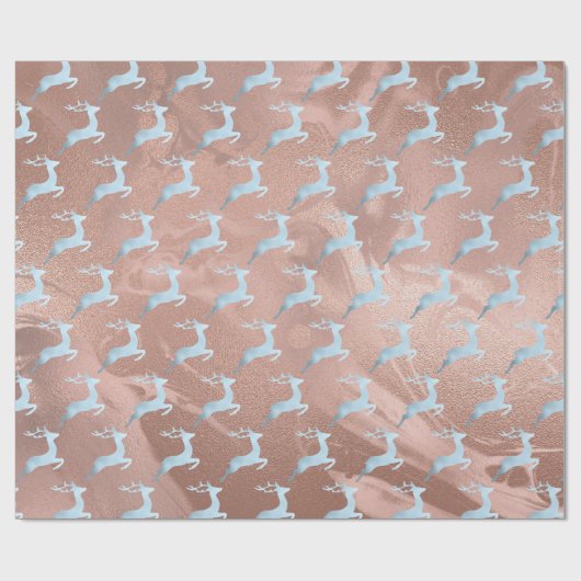 Elegantes Baby Blue Weihnachtsrentiermuster Geschenkpapier (Flach)