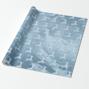 Elegantes Baby-Blue Weihnachtsrentiermuster Geschenkpapier