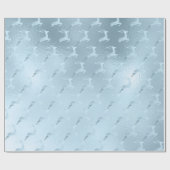 Elegantes Baby-Blue Weihnachtsrentiermuster Geschenkpapier (Flach)