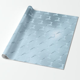 Elegantes Baby-Blue Weihnachtsrentiermuster Geschenkpapier