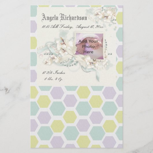 Elegantes Baby Boy oder Girl Scrapbook Foto Frame Briefpapier (Vorderseite)
