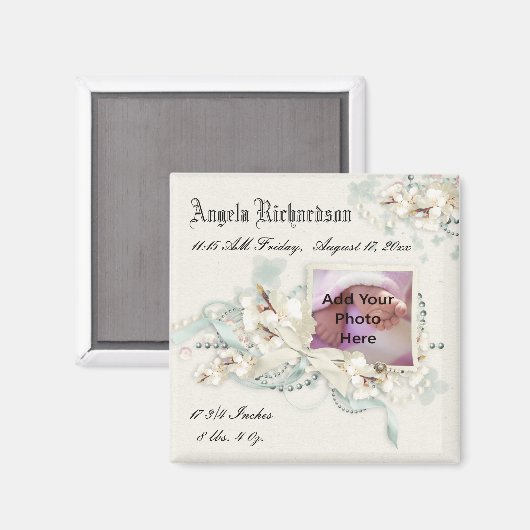 Elegantes Baby Boy oder Girl Scrapbook Foto Frame Magnet (Vorderseite/Rückseite)