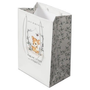 Elegantes Baby Deer Blumengebirge Wappen jeden Geb Mittlere Geschenktüte