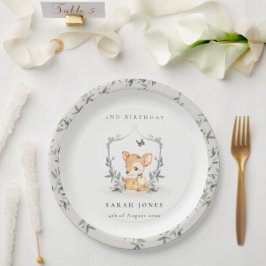 Elegantes Baby Deer Blumengebirge Wappen jeden Geb Pappteller