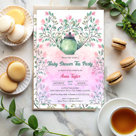 Elegantes Baby Dusche Tee Party Teapot Flora Einladung