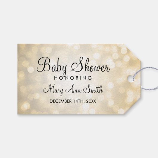 Elegantes Baby Duwer Gefallen Gold Glitzer Lights Geschenkanhänger (Vorderseite (Horizontal))