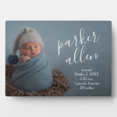 Elegantes Baby Foto Geburtsankündigung Achtung Fotoplatte (Vorderseite)