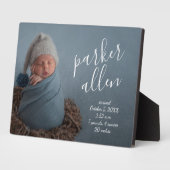 Elegantes Baby Foto Geburtsankündigung Achtung Fotoplatte (Seite)