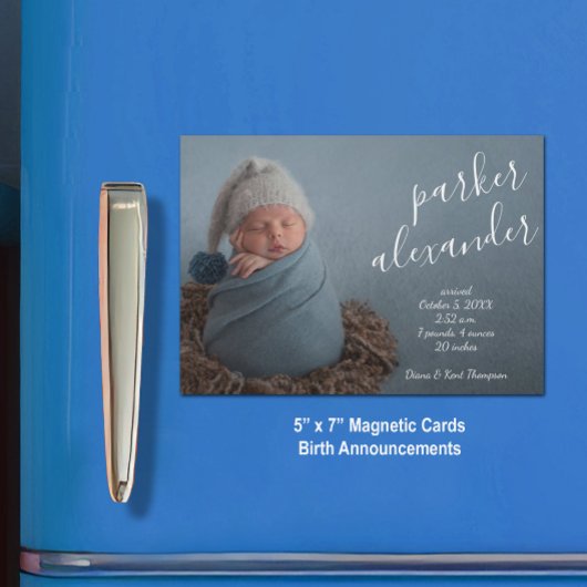 Elegantes Baby Foto Magnetic Birth Ankündigung