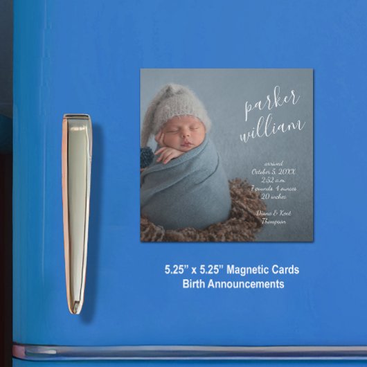 Elegantes Baby Foto Magnetic Birth Ankündigung