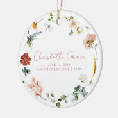 Elegantes Baby Foto Pink Garden Blume Geburtsstund Keramik Ornament (Links)