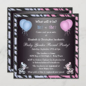 Elegantes Baby-Geschlecht decken Zebras u. Ballone Einladung (Vorne/Hinten)