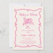 Elegantes Baby in Bloom Pink Blütendusche Einladung (Vorderseite)