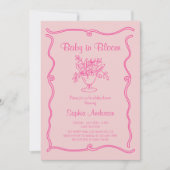 Elegantes Baby in Bloom Pink Blütendusche Einladung (Vorderseite)