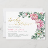 Elegantes Baby in Bloom Pink Gold Girl Babydusche Einladung (Vorderseite)