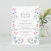Elegantes Baby in Bloom Wildblume Babydusche Einladung (Stehend Vorderseite)