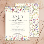 Elegantes Baby in Bloom Wildblume Babydusche Einladung