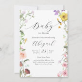 Elegantes Baby in Blütendusche der Wildblume Einladung (Vorderseite)