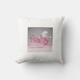 Elegantes Baby-Mädchen Rosa-Typografie   Floral &  Kissen