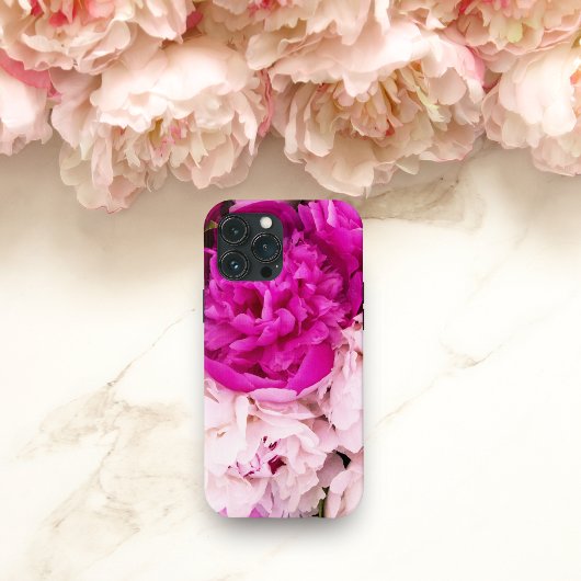 Elegantes Baby Pink und Fuschia Peonies Case-Mate iPhone Hülle