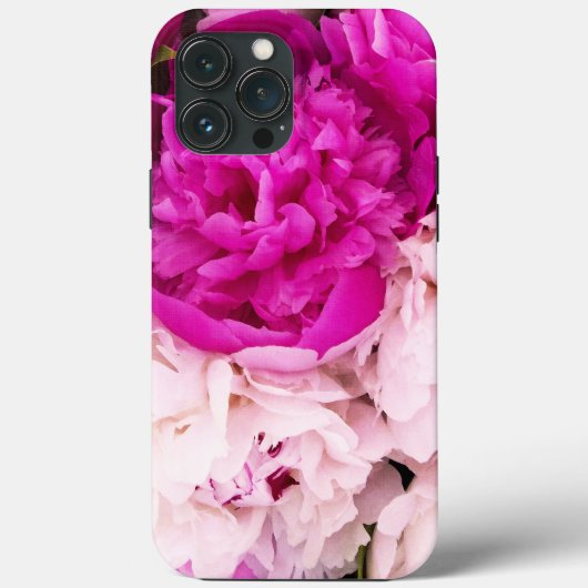 Elegantes Baby Pink und Fuschia Peonies Case-Mate iPhone Hülle (Rückseite)