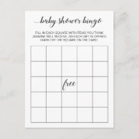Elegantes Baby Shower Bingo Card Game Postkarte