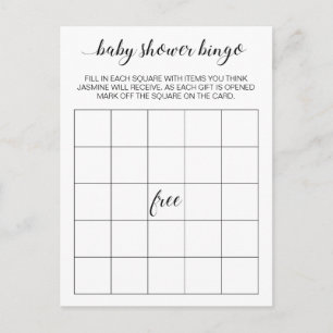 Elegantes Baby Shower Bingo Card Game Postkarte