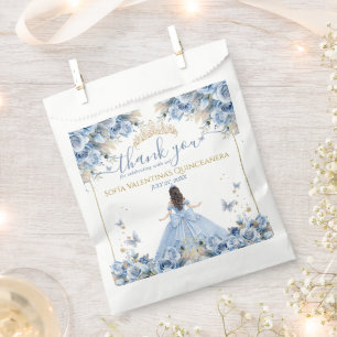Elegantes Babyblau-Gold-Quinceañera-Prinzessin-Sch Geschenktütchen