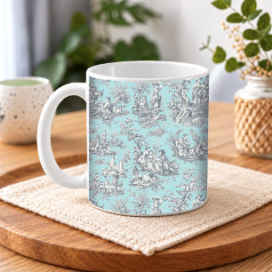 Elegantes Babyblau Vintage Toile de Jouy Kaffeetasse