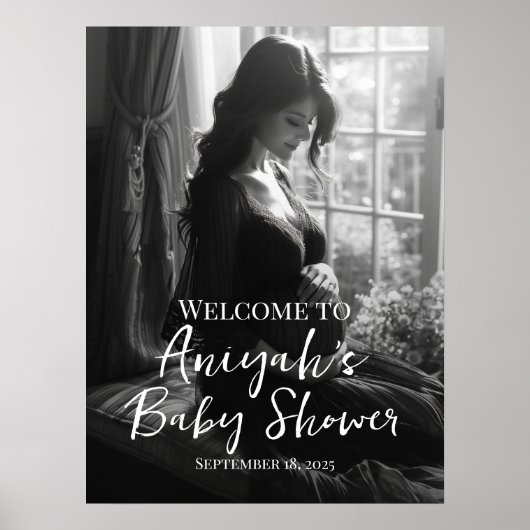 Elegantes Babydusche Foto Begrüßungszeichen Poster (Vorne)