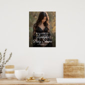 Elegantes Babydusche Foto Begrüßungszeichen Poster (Küche)