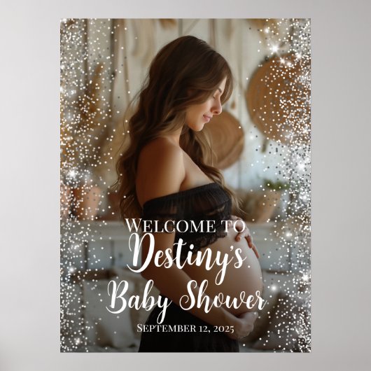 Elegantes Babydusche Foto Begrüßungszeichen Poster (Vorne)
