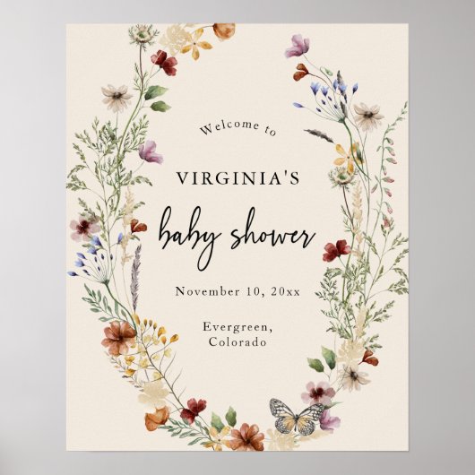 Elegantes Babydusche Willkommenspender Poster (Vorne)