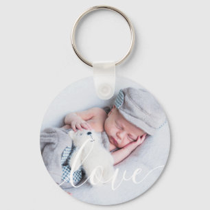 Elegantes Babyfoto im Schreibschrift-Stil Schlüsselanhänger