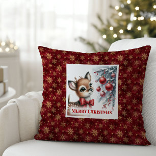 Elegantes Babyhirsch-Schneewald-Weihnachtskissen Kissen