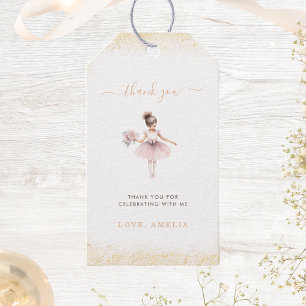 Elegantes Ballerina-Geburtstagsmädchen Rosa Floral Geschenkanhänger