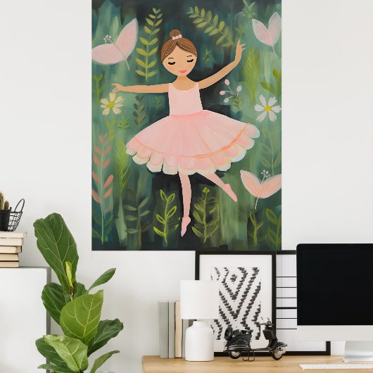 Elegantes Ballerina Kinderzimmer Poster (Heimbüro)