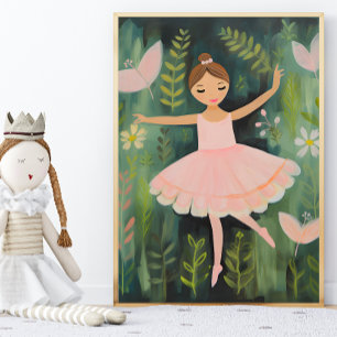 Elegantes Ballerina Kinderzimmer Poster