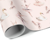 Elegantes Ballerina Pink Wasserfarben Muster Balle Geschenkpapier (Rolleneckpunkt)