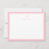 Elegantes Ballet Pink Monogram Korrespondenz Mitteilungskarte (Vorderseite)