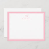 Elegantes Ballet Pink Monogram Korrespondenz Mitteilungskarte (Vorne/Hinten)