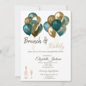 Elegantes Balloons Brunch & Bubbly Brautparty Einladung (Vorderseite)