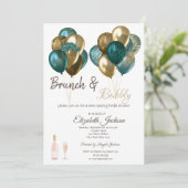Elegantes Balloons Brunch & Bubbly Brautparty Einladung (Stehend Vorderseite)