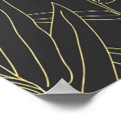 Elegantes Bambusfolien goldene Striche Design Poster (Ecke)