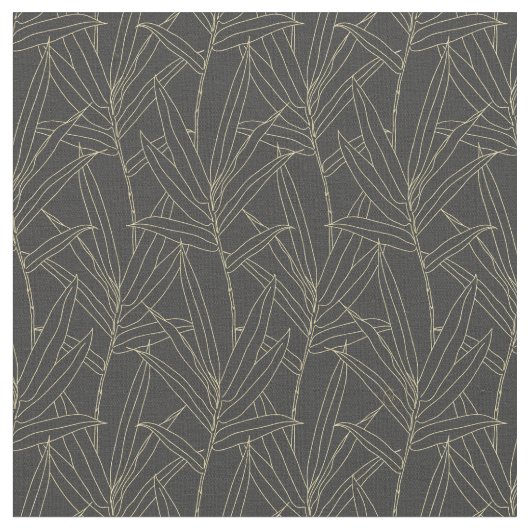 Elegantes Bambusfolien goldene Striche Design Stoff (Nahaufnahme)