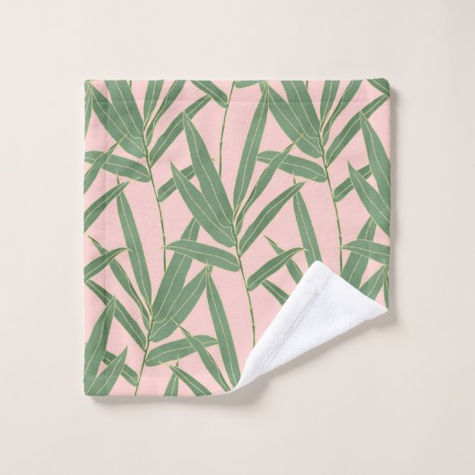 Elegantes Bambusfoliendesign Badhandtuch Set (Waschlappen)