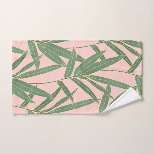 Elegantes Bambusfoliendesign Badhandtuch Set (Handtuch)