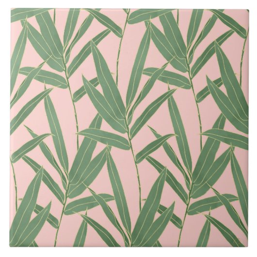 Elegantes Bambusfoliendesign Fliese (Vorderseite)