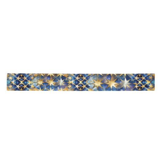 Elegantes Band aus Blue und Gold Stars Satinband (Vorderseite)