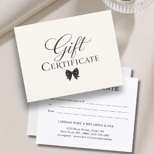 Elegantes Band Geschenkgutschein Beige Schwarz